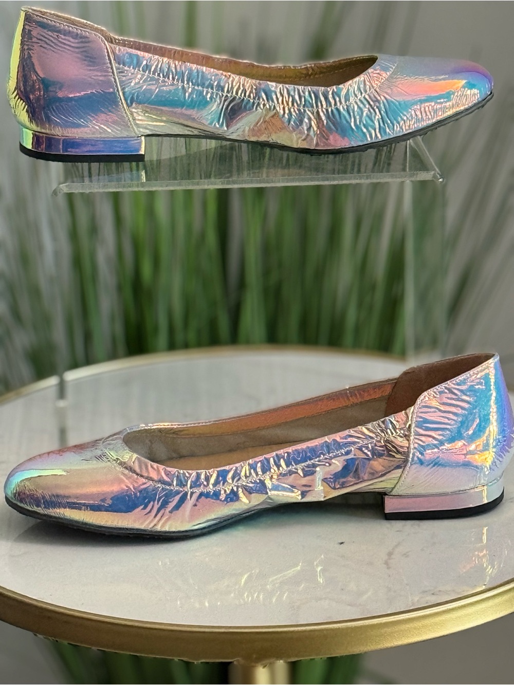 Jon Joseph Iridescent Metallic Ballet Flats - Women's Shiny Slip-On Shoe NIB